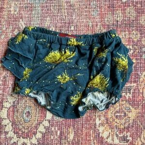 Milk barn Baby Bamboo Firefly Tree Ruffled Bloomers - Blue and Yellow